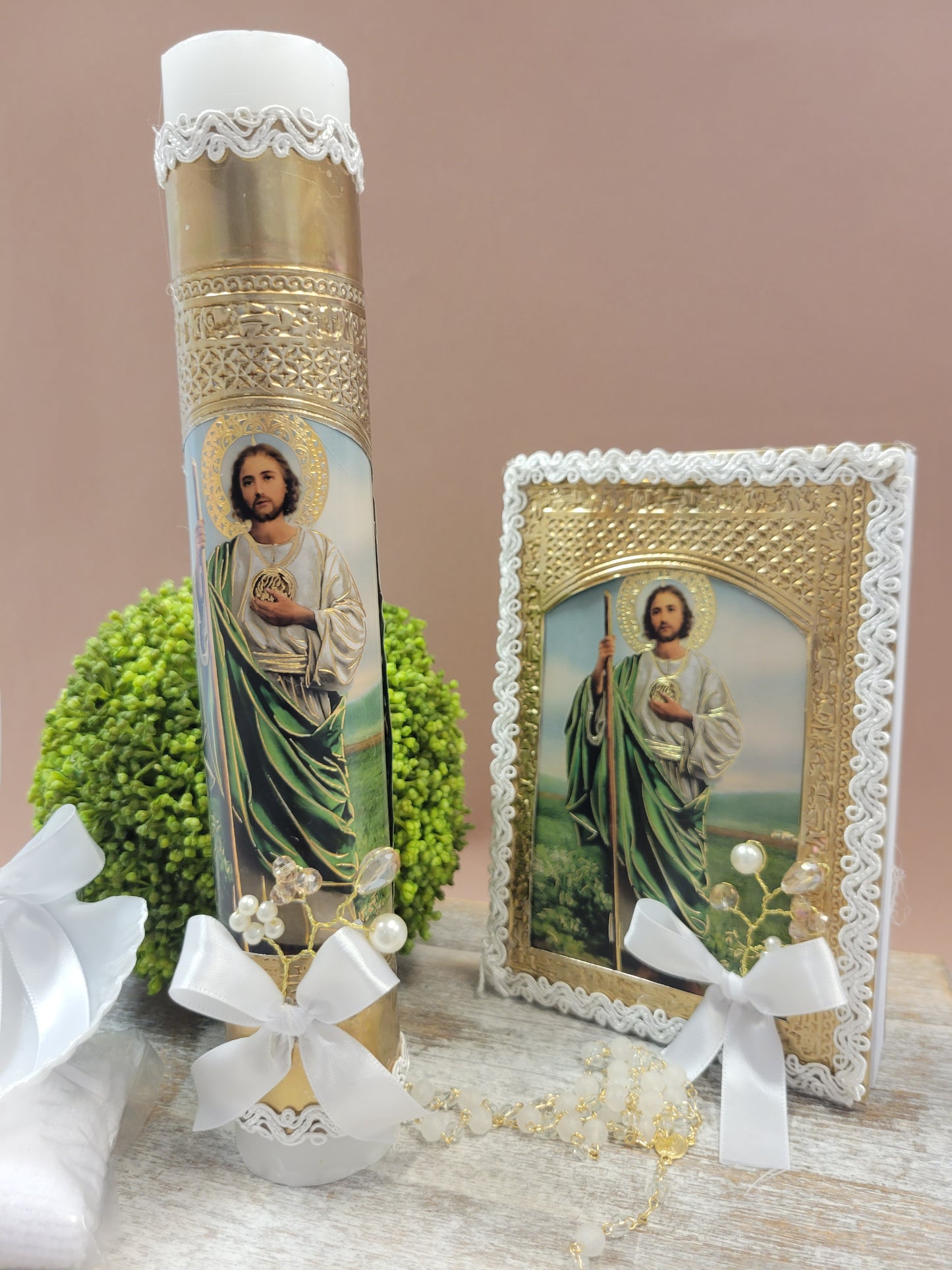 Saint Jude  Baptism/Christening Candle Set