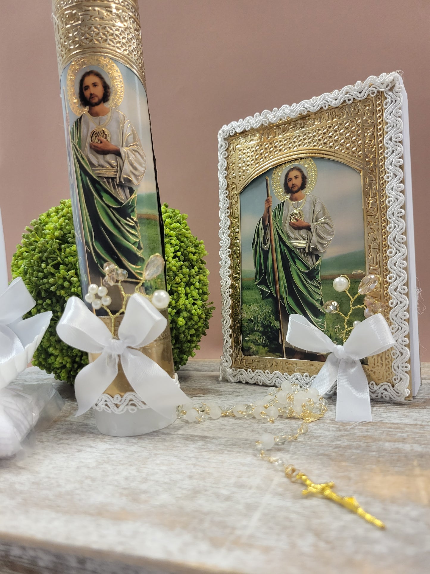 Saint Jude  Baptism/Christening Candle Set