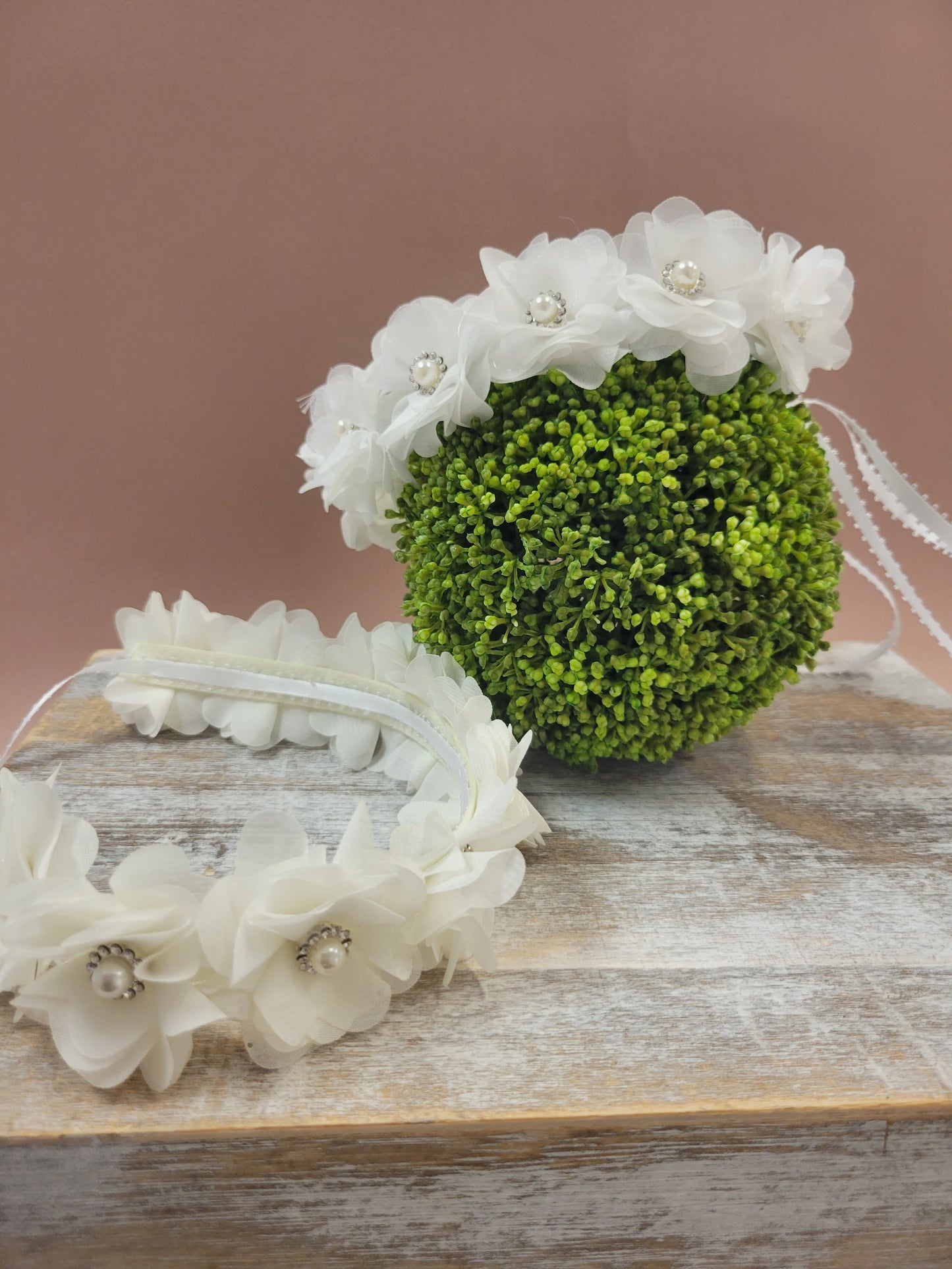 White flowers headband, Communion headband, baptis headband