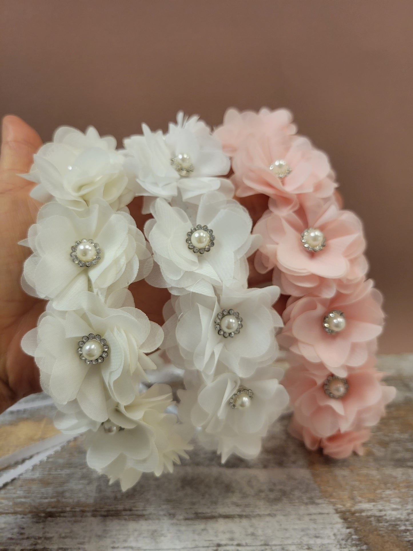 White flowers headband, Communion headband, baptis headband