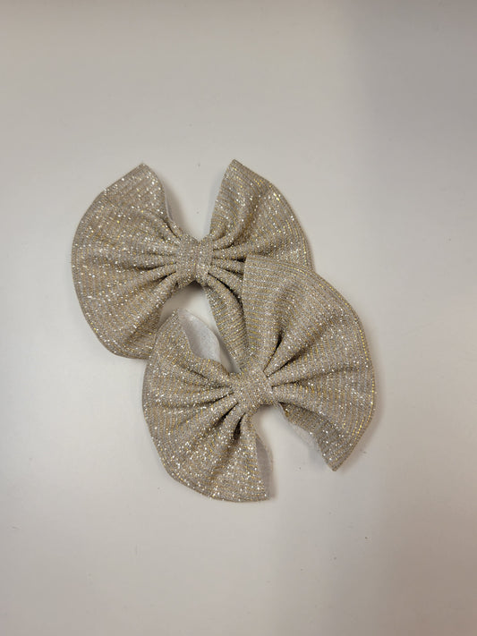 metallic gold  pair of bows 3inch ea.