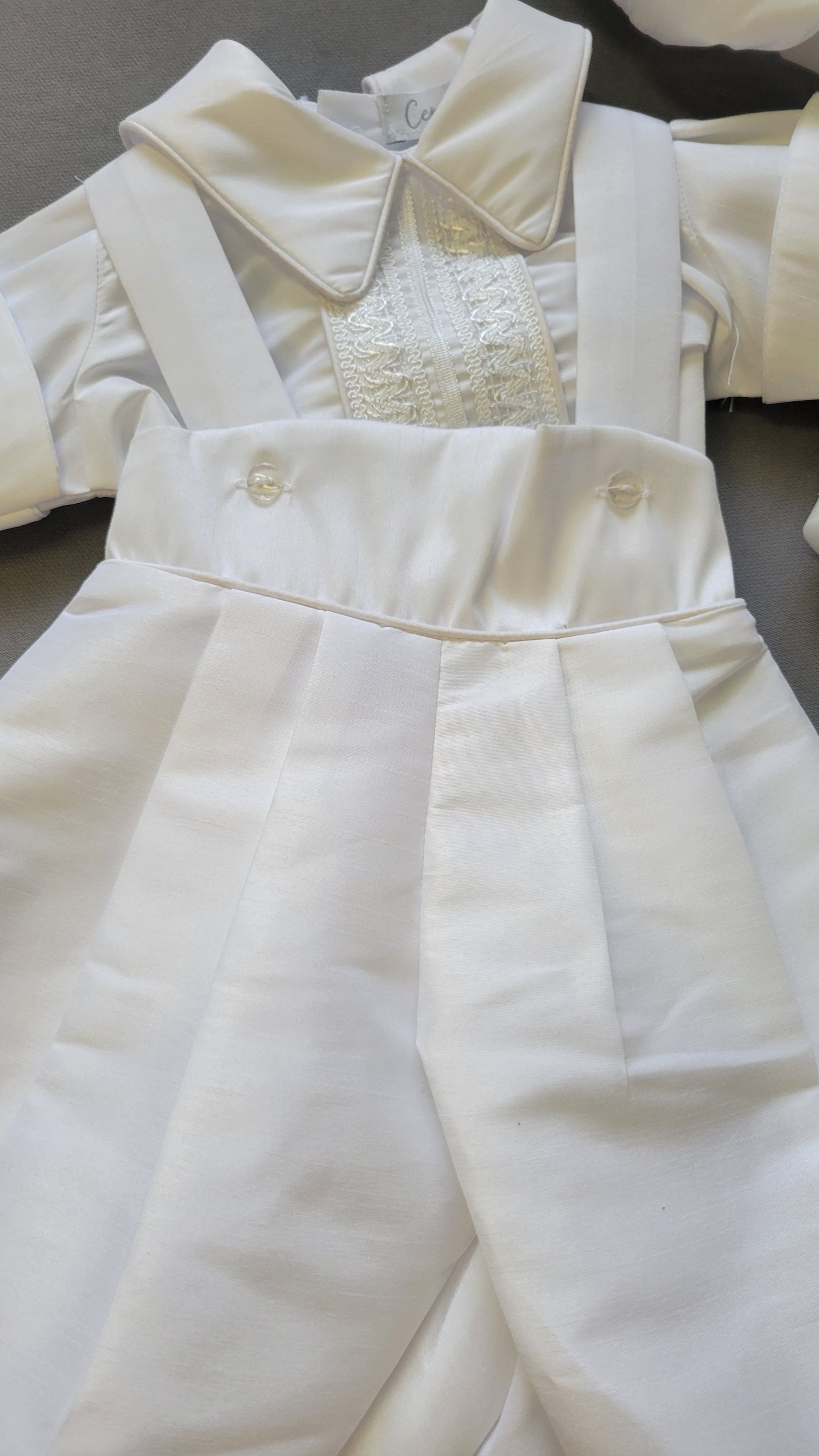 Ropon de Bautizo de Niño, Boy Christening Outfit, candle set. Cruz