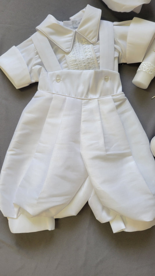 Ropon de Bautizo de Niño, Boy Christening Outfit, candle set. Cruz