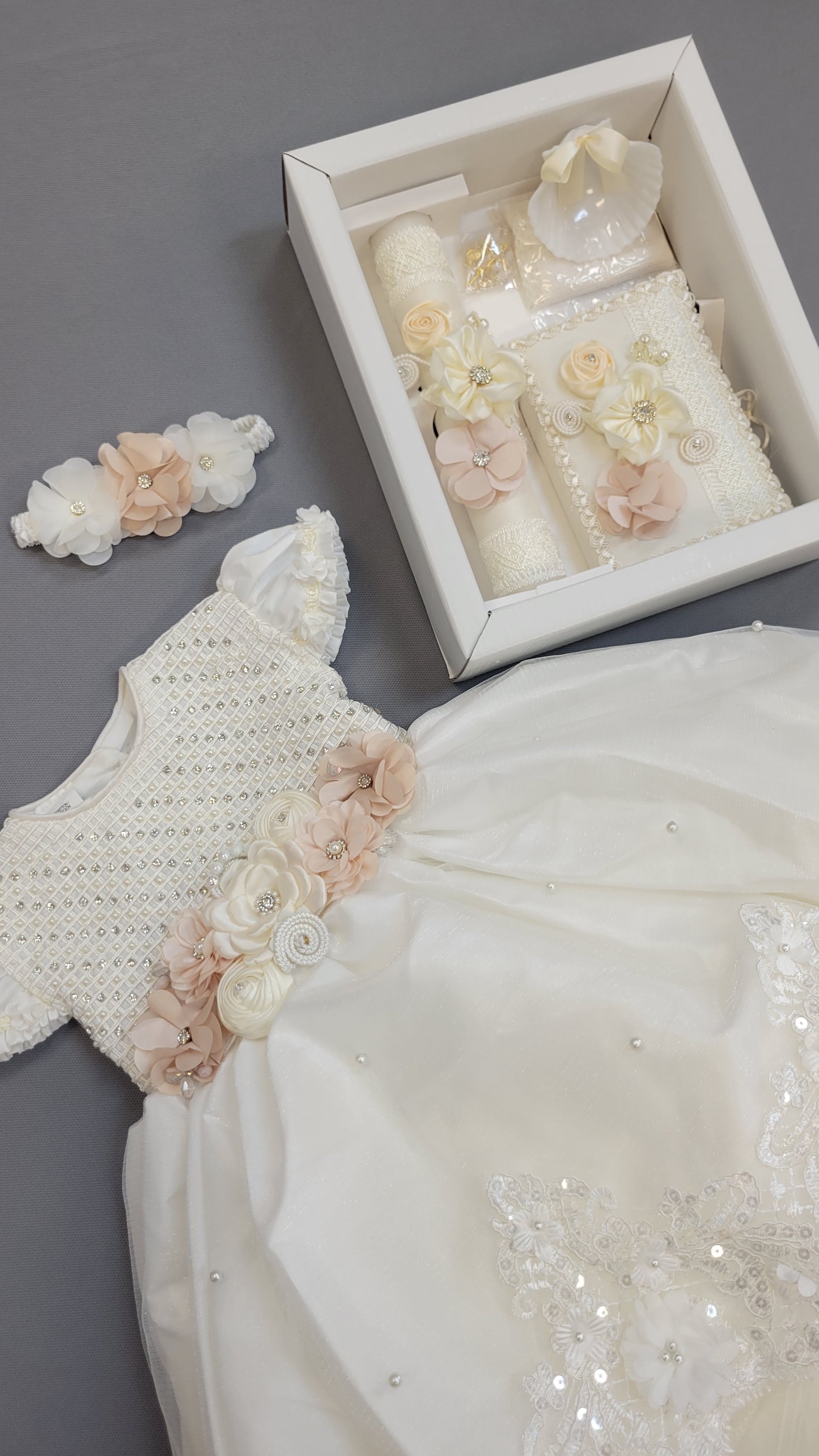 All included Baptism Dress, Ivory Christening Gown, Baby Girl Baptism Outfit, Vestido Bautizo  Handmade Baby Girl Dress