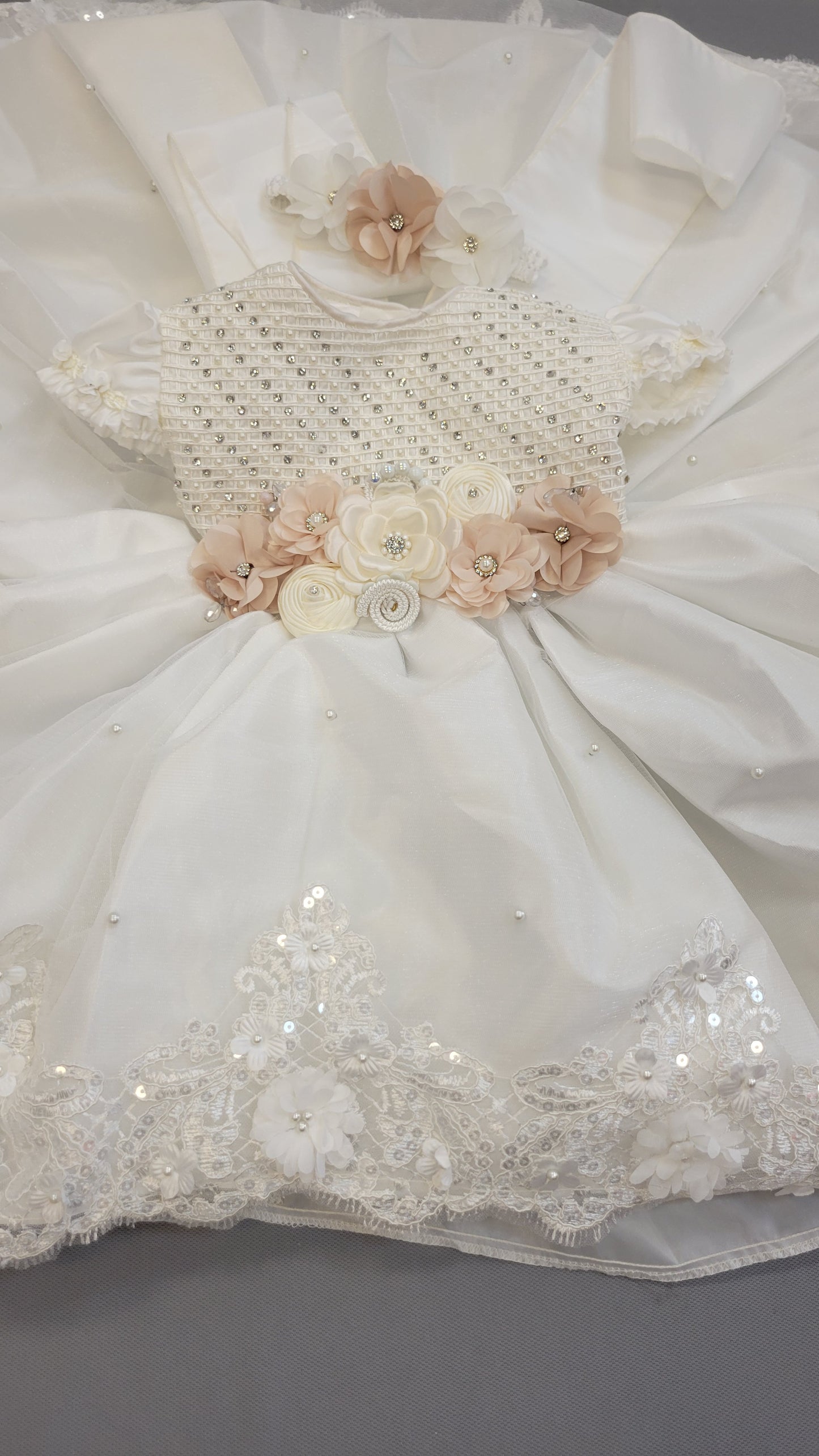 All included Baptism Dress, Ivory Christening Gown, Baby Girl Baptism Outfit, Vestido Bautizo  Handmade Baby Girl Dress