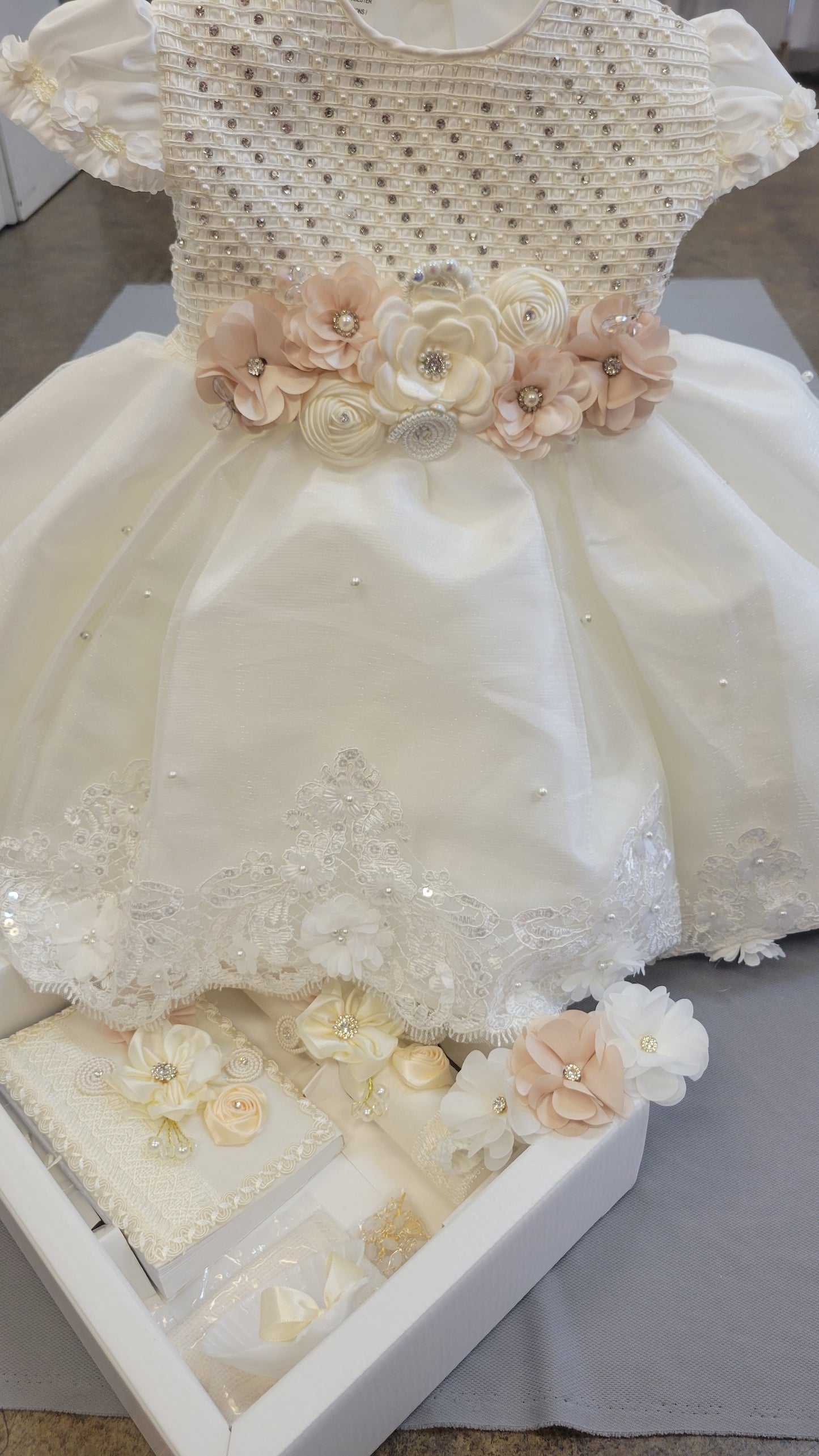 All included Baptism Dress, Ivory Christening Gown, Baby Girl Baptism Outfit, Vestido Bautizo  Handmade Baby Girl Dress