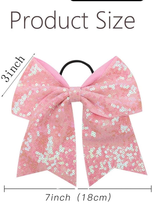 Pink Cheer Sequin Bow