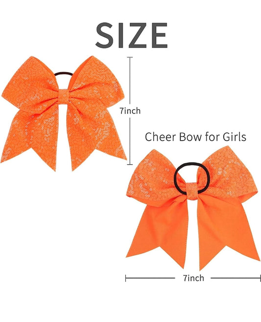 Orange Cheer Sequin Bow