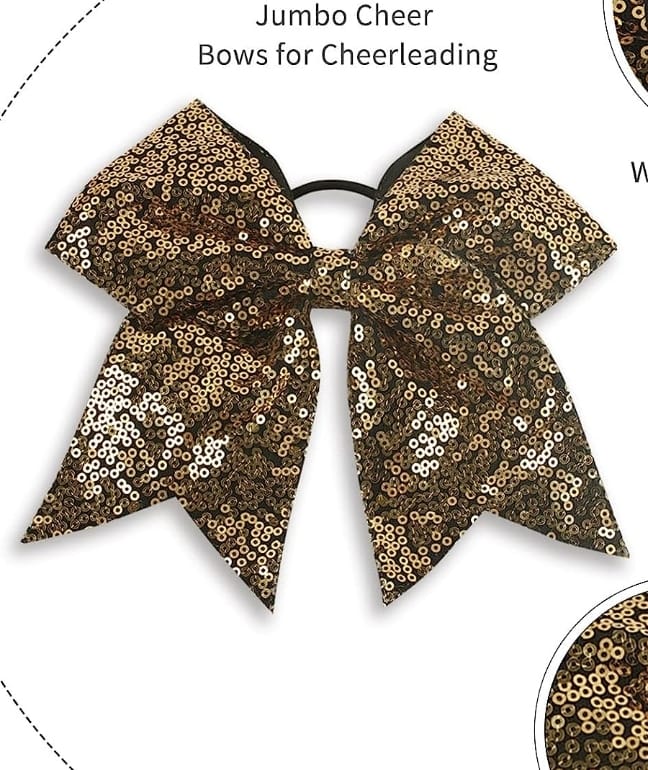 Old Gold Cheer Sequin Bow