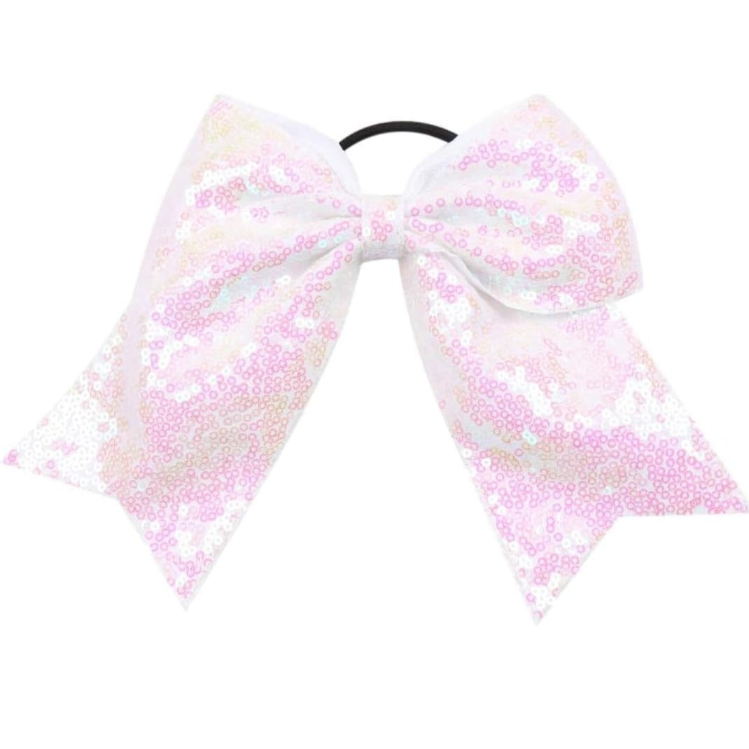White Cheer Sequin Bow