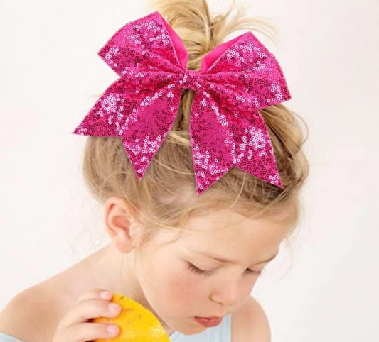 Hot Pink Cheer Sequin Bow