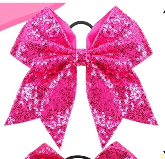 Hot Pink Cheer Sequin Bow