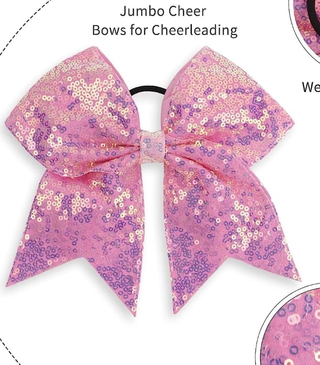 Candy Pink Cheer Sequin Bow