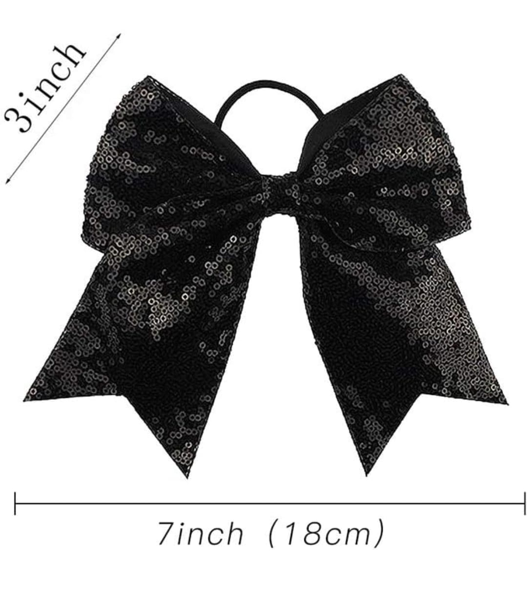 Black Cheer Sequin Bow