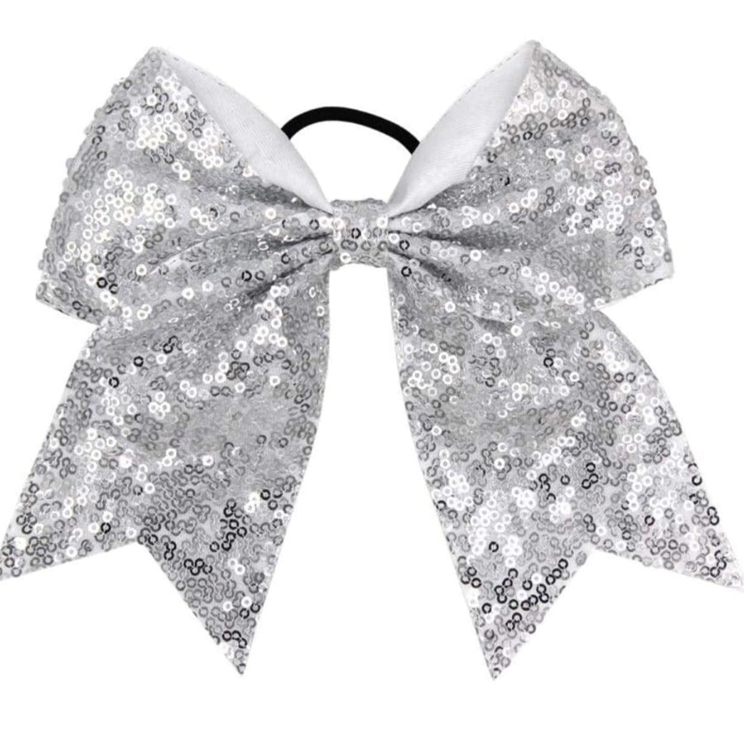 Silver Cheer Sequin Bow