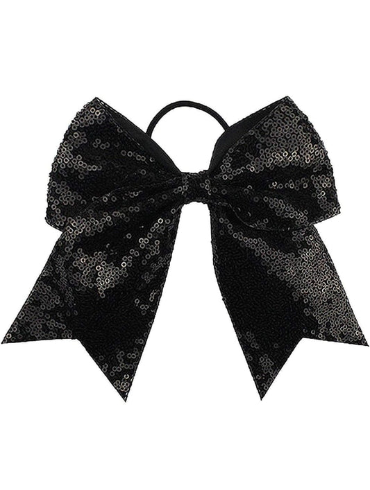 Black Cheer Sequin Bow
