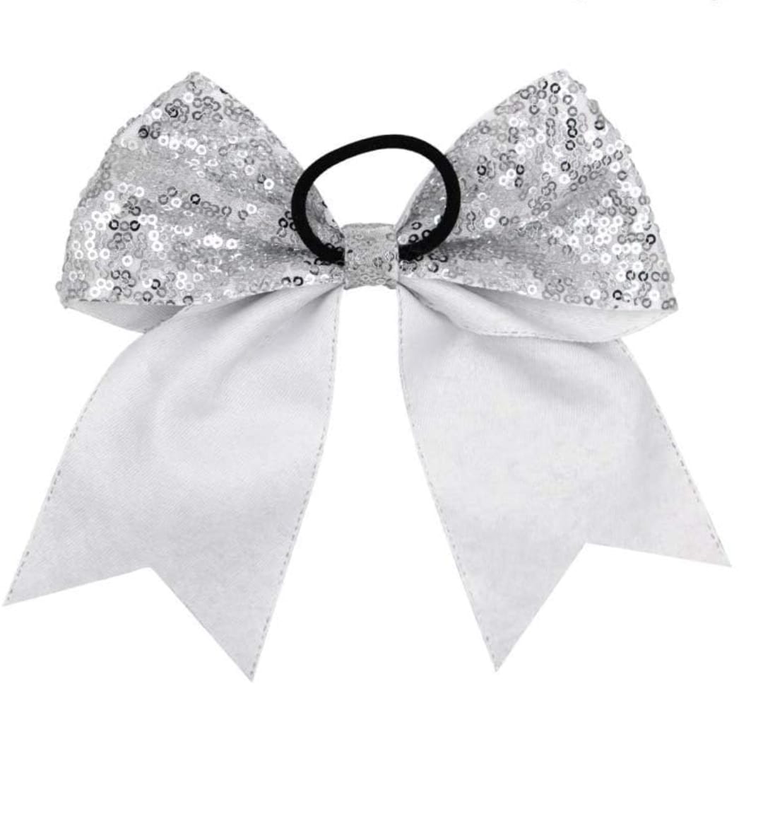 Silver Cheer Sequin Bow
