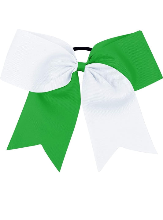 Green and  white  Cheer Bow