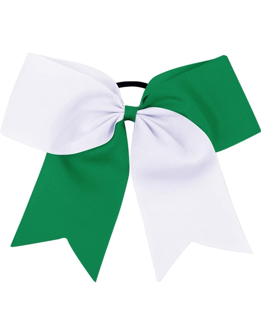 Green and white  Cheer Bow