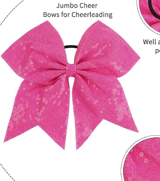 Shocking Pink Cheer Sequin Bow