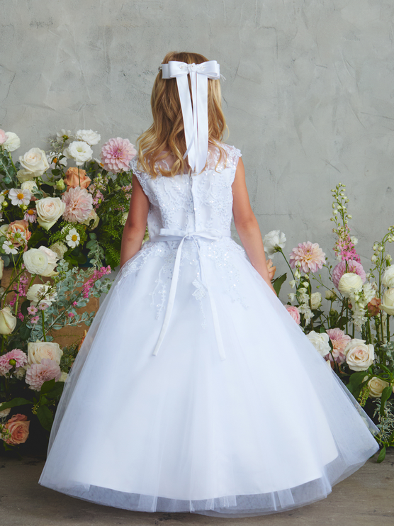 First Holy Communion Dress/vestido de primera comunion white 5893