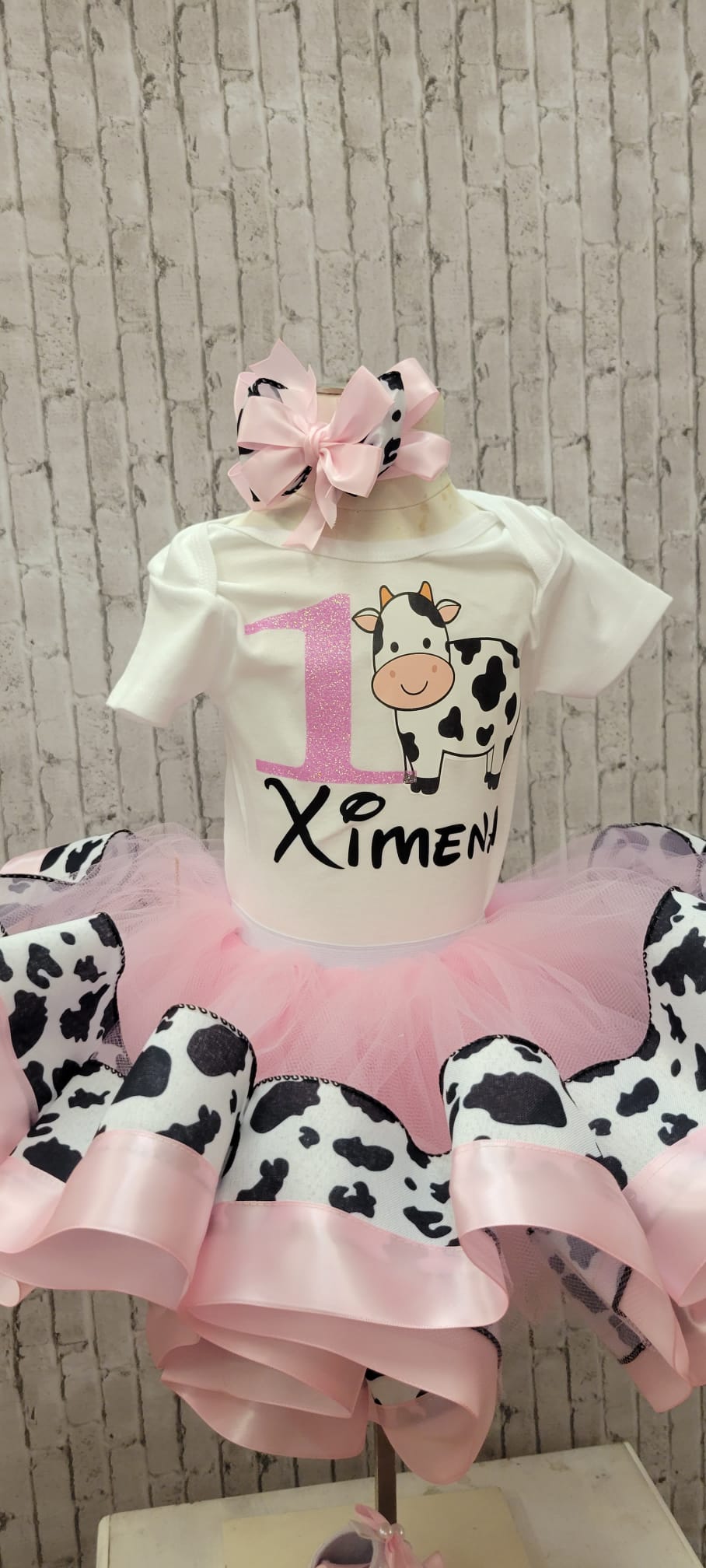 Cow Birthday Tutu Outfit, Vaca Lola set de Cumpleanos