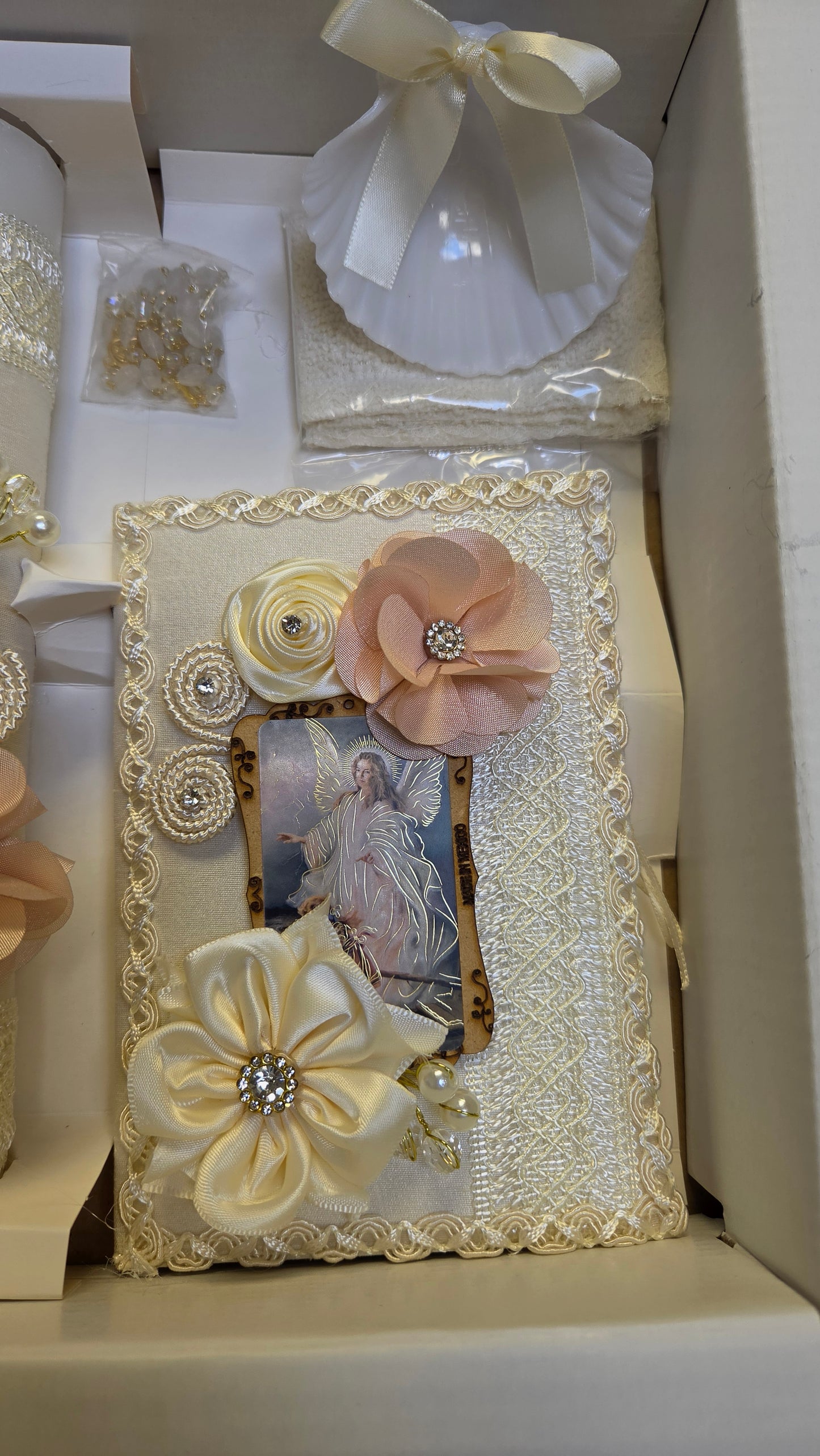 Baptism/Christening Candle Set /recuerditos and guardian angel stand