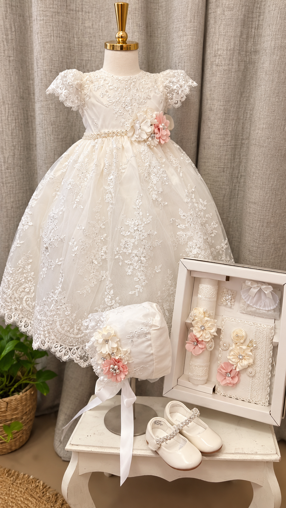Ropon de Bautizo de Niña/baptism gown all included