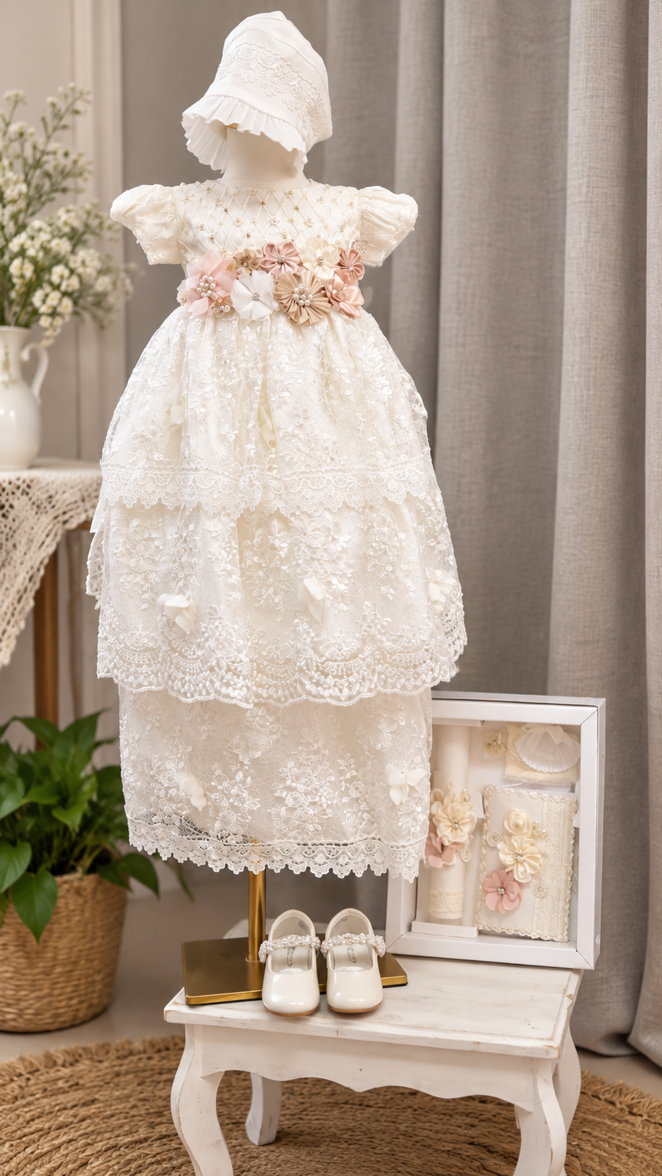 Ropon de Bautizo de Niña/baptism gown all included