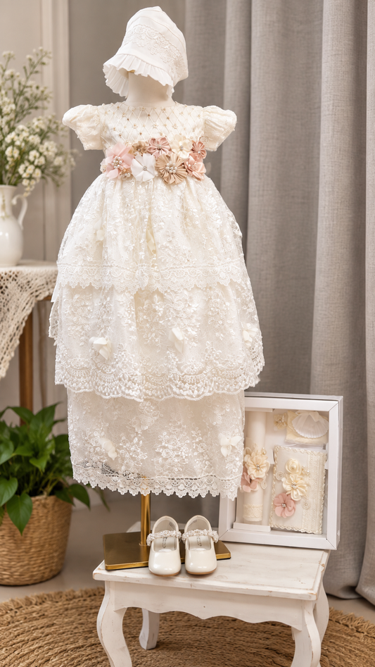 Ropon de Bautizo de Niña/baptism gown all included
