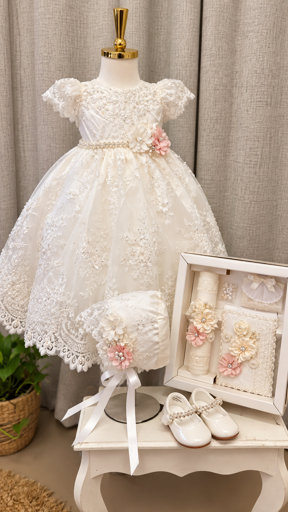 Ropon de Bautizo de Niña/baptism gown all included