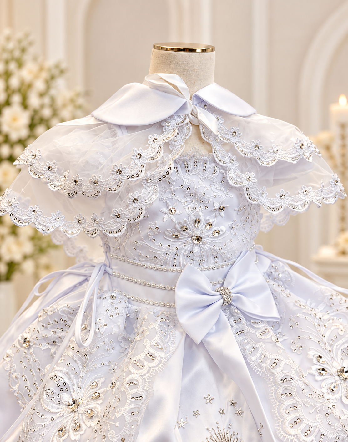 Elena package all included, Virgen de Guadalupe Baptism Dress, White Christening Gown, Baby Girl Baptism Outfit, Vestido Bautizo con Virgen, Handmade Baby Girl Dress 1dn0