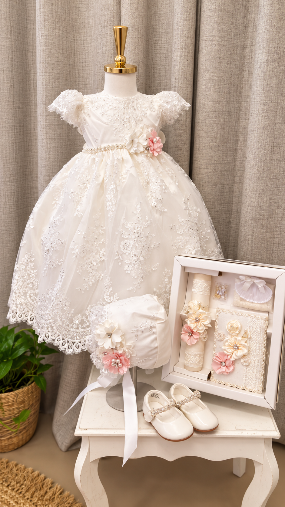 Ropon de Bautizo de Niña/baptism gown all included