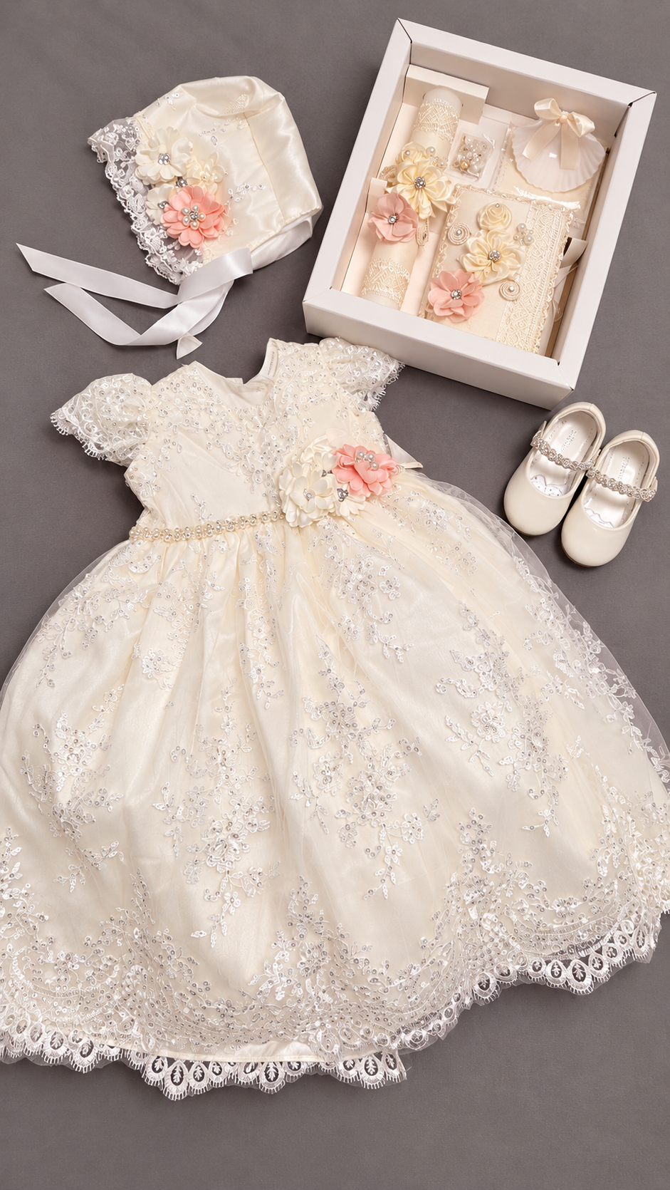 Ropon de Bautizo de Niña/baptism gown all included