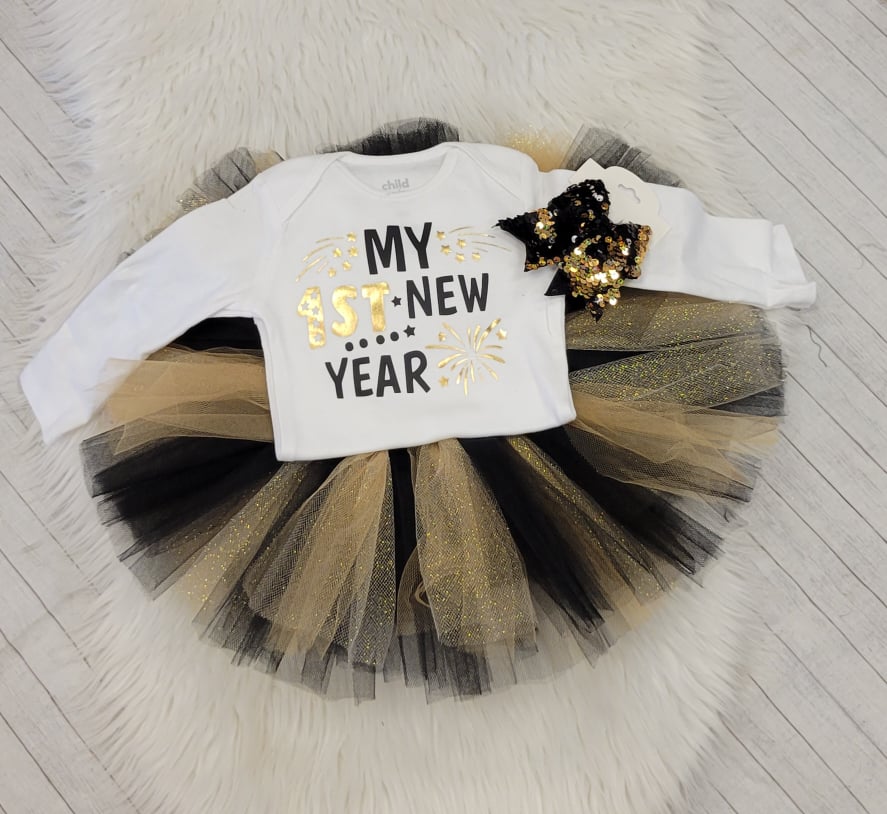 Baby's First New Years Tutu Outfit