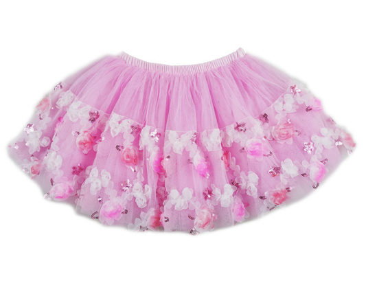 Pink Flowers Tutu Skirt