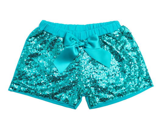Turquoise Sequin Shorts