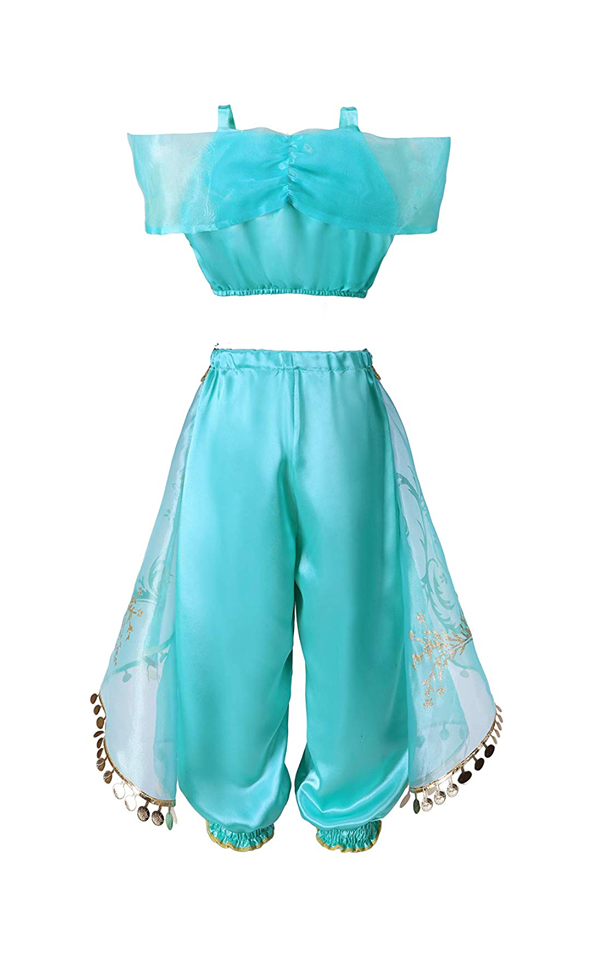 Princess Jasmine Inspired Girls Dress Costume - Ideal for Birthday, Dress-Up, Kids Cosplay, Jasmine Theme Dress