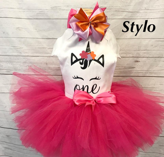 Pink Unicorn First Birthday Tutu Outfit - STYLOBOUTIQUE