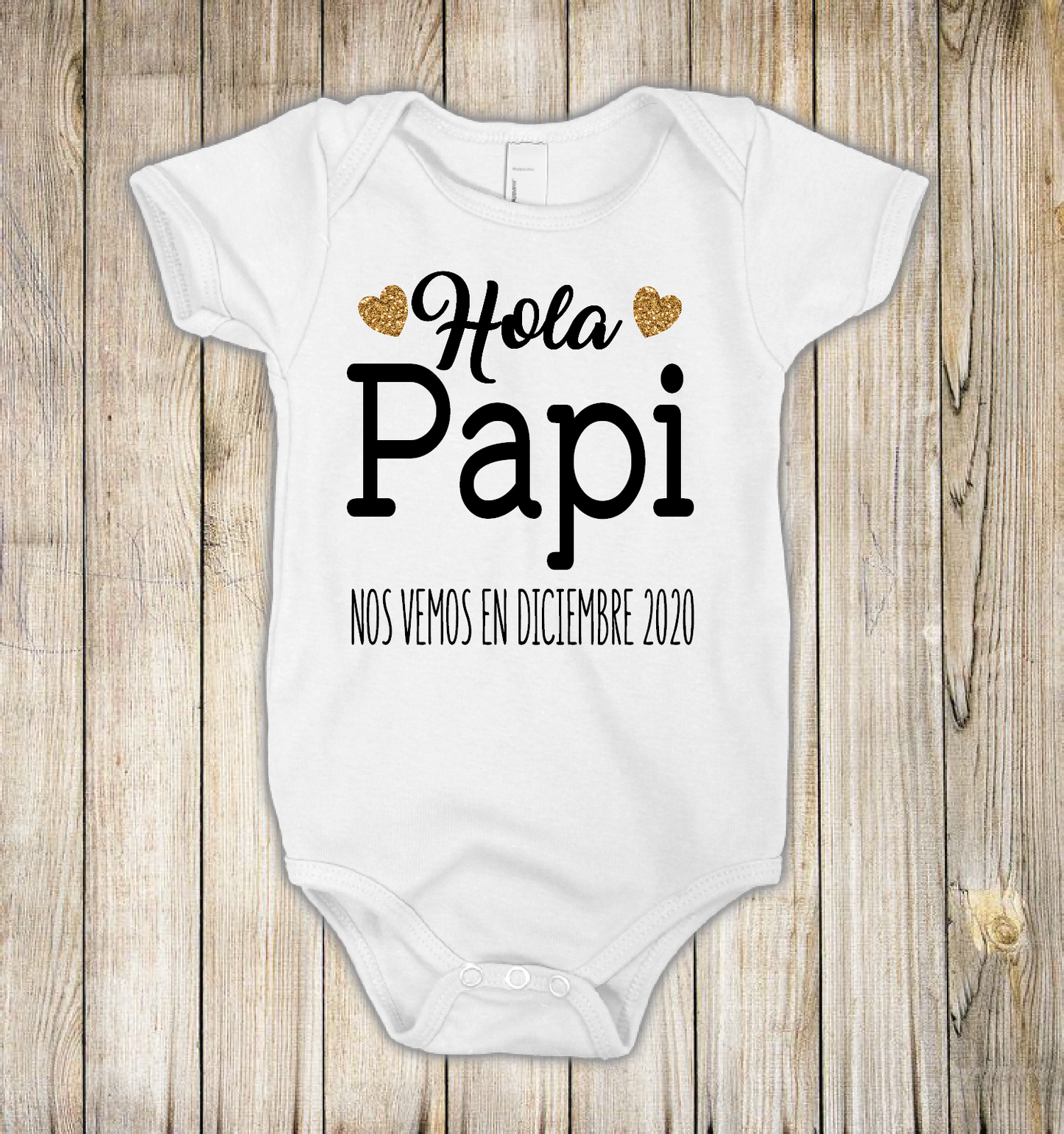 Hola Papi, Personalize date Pregnancy Anouncement Onesie ( español),Custom Pregnancy Announcement Onesie