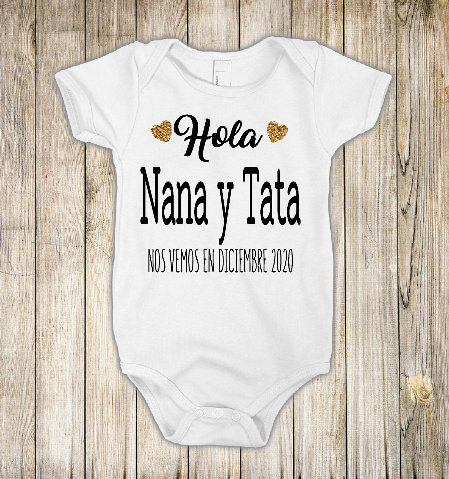 Hola Nana y Tata, Personalize date Pregnancy Anouncement Onesie,Custom Pregnancy Announcement Onesie