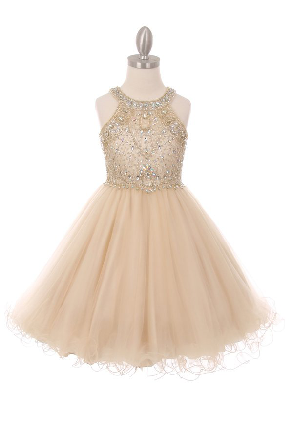 champagne flower girl dresses Champagne Flower Girl Dresses with Bows Baby Girls Short Skirt Tulle Gown Empire Waist, Champagne / 120 cm