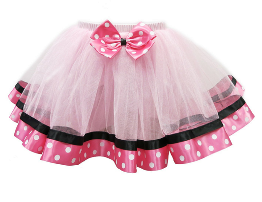 Pink and Black Minnie Ribbon Tutu Skirt