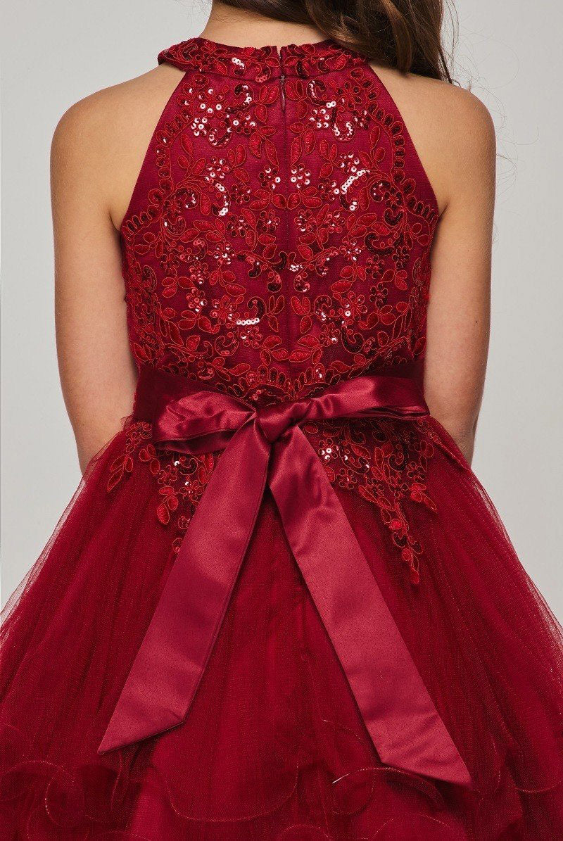 Itsun Children Dress Girl Long Sleeve Girl Princess Dress Long Sequin Dress  Dress Red (4-12Years) - Walmart.com