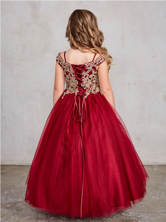 Burgundy Girl Dress, Flower Girl, Wedding Flower Girl Dress, Quince Damita 7024