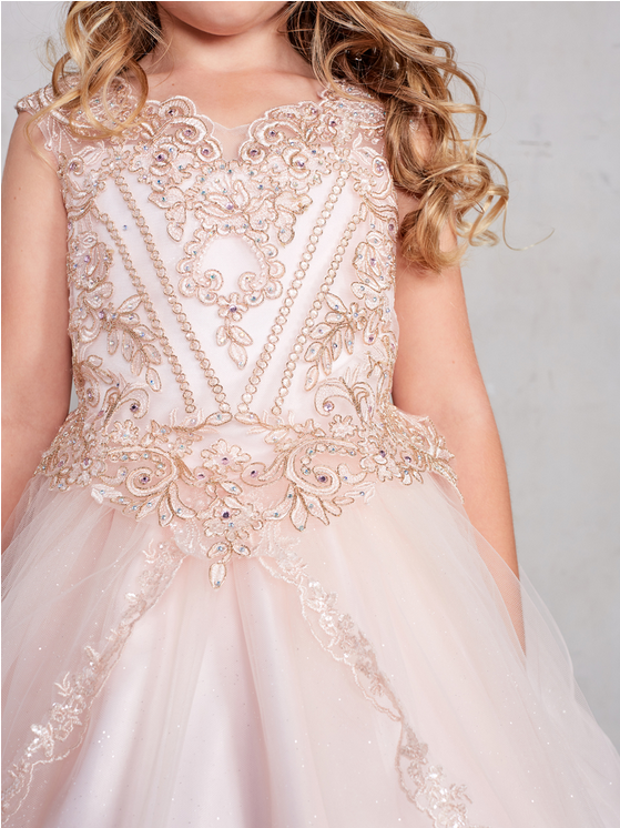 White and rose gold flower hot sale girl dress