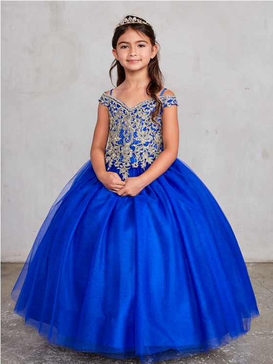 Royal Blue Girl Dress, Flower Girl, Wedding Flower Girl Dress, Quince Damita 7024