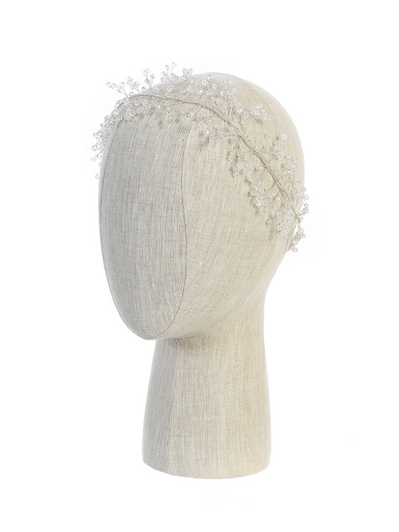 Sparkling Rhinestone Floral Headpiece with Satin Ties