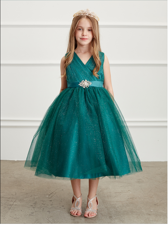 emerald green flower girl dress Peony Lace Flower Girl Dress in Green Sleeve Maxi 4T main image 1