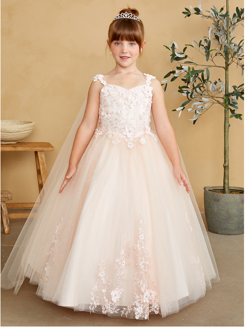 Blush Dress, Floral Party, Pageant Dress,  7040